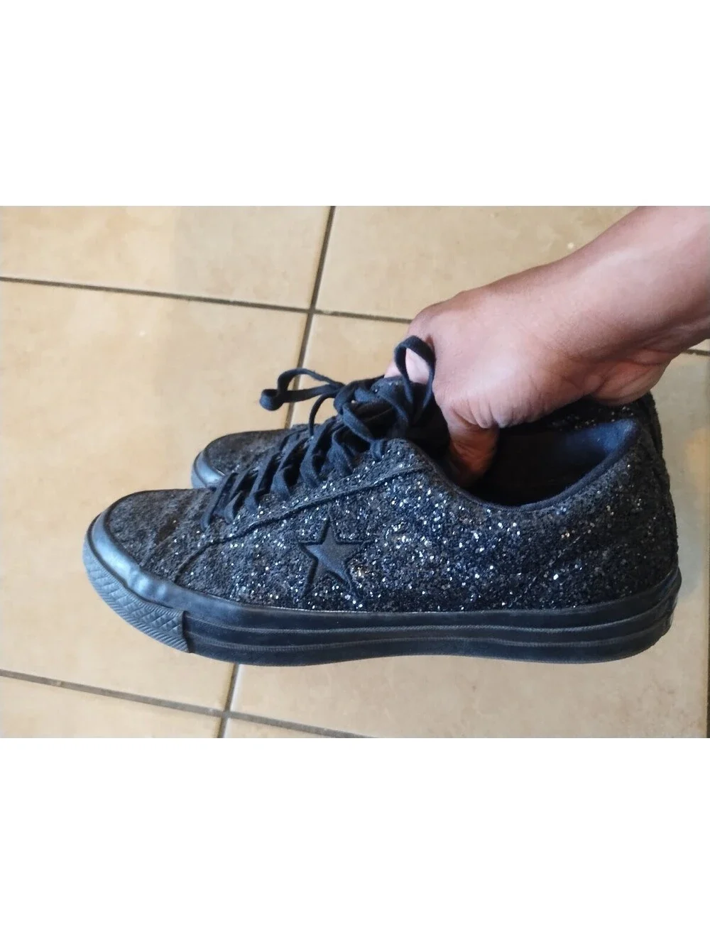 Converse Sparkle Black Glitter One Star Low Top Sneakers